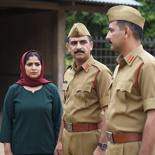 Serious Group Portrait in Military Style