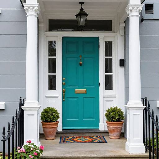 Victorian Porch with Teal Door