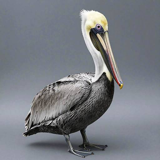 Sleek Steel Grey Pelican Portrait