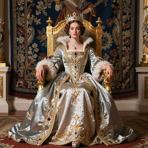 Graceful Queen on Ornate Throne