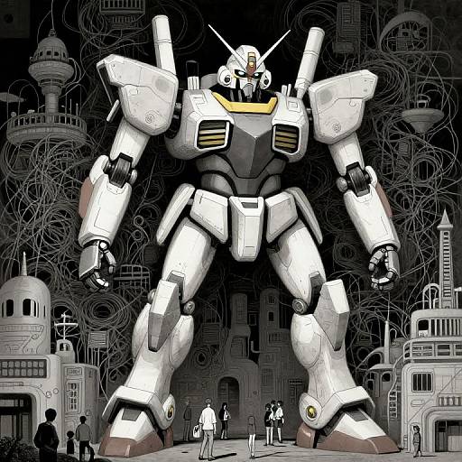 Mangaka Scene with Giant Robot