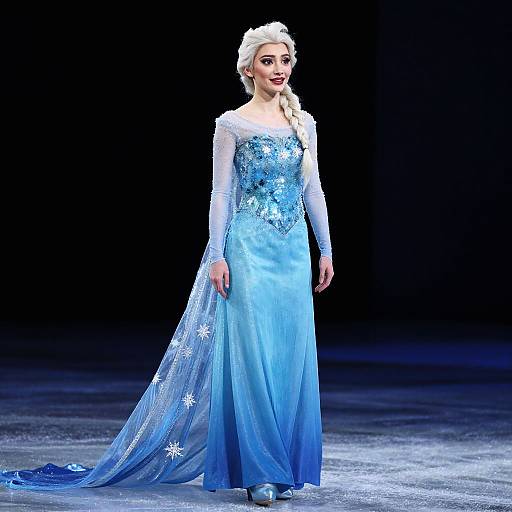 Woman in Elsa Inspired Blue Ice Dress