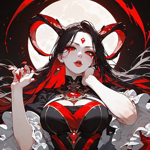 Ominous Demon-Horned Japanese Beauty