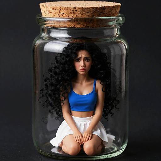 Girl Trapped in Glass Jam Jar