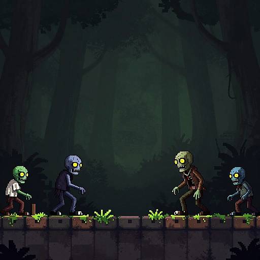 Retro Zombie Side-Scrolling Pixel Art