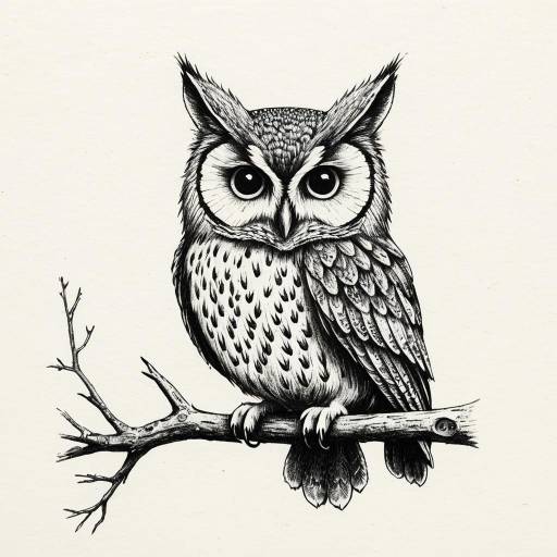 Detailed Pencil Sketch of Owl on Branch Detailed Pencil Sketch of Owl on Branch