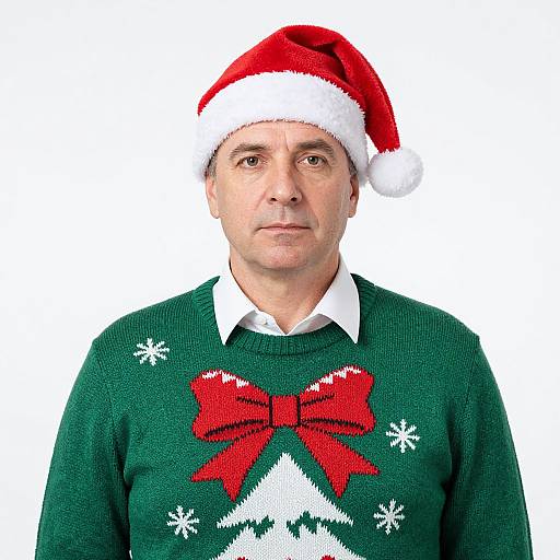 Middle-Aged Man in Christmas Sweater
