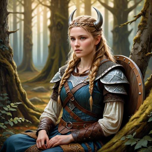 Sorrowful Viking Shieldmaiden in a Glade