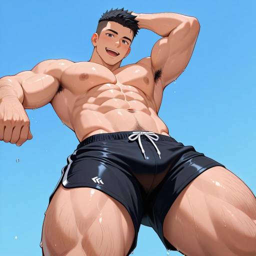 Muscular Male in Black Swimwear Muscular Male in Black Swimwear