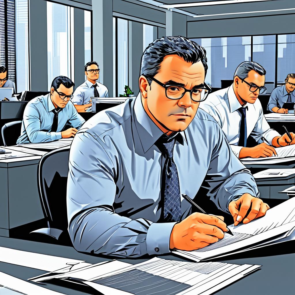 Office Scene: Busy Corporate Man Sketch