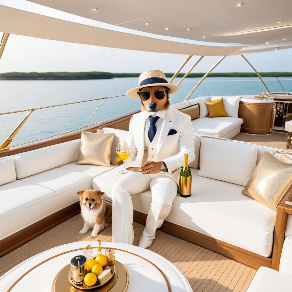 Chic Dog on a Luxury Yacht