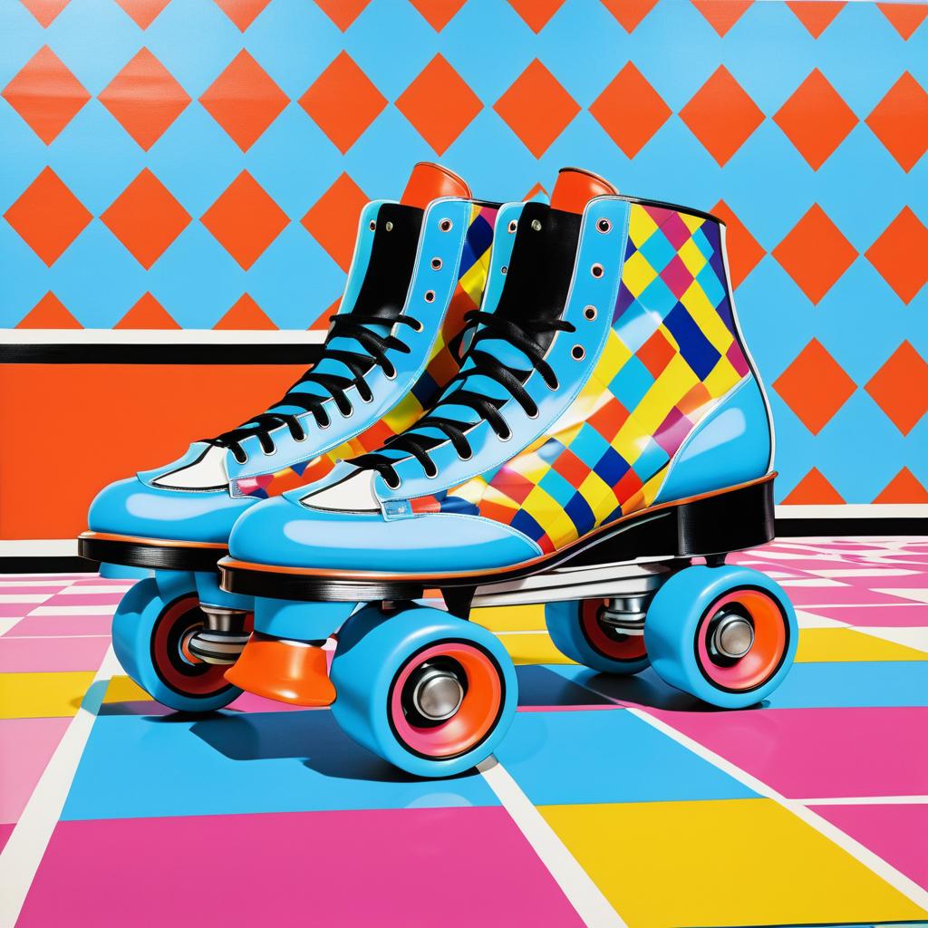 Vintage Roller Skates in Warhol Style