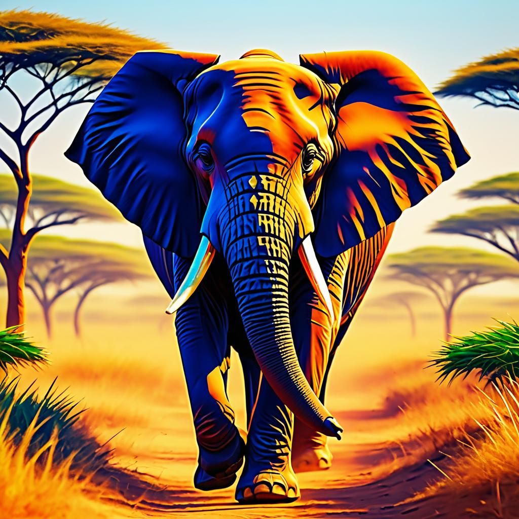 Majestic Elephant in Vibrant Savanna