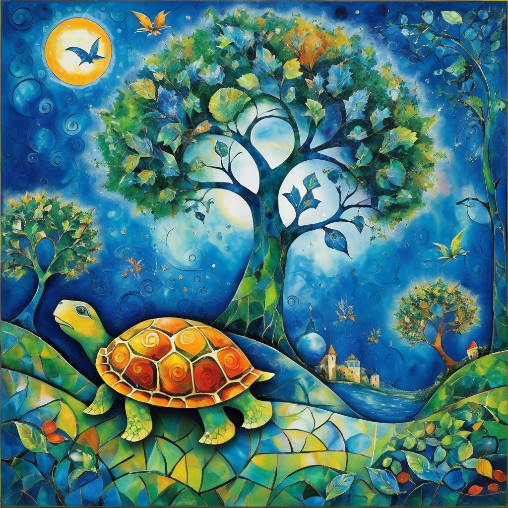 Dreamlike Turtle Under Sycamore Tree