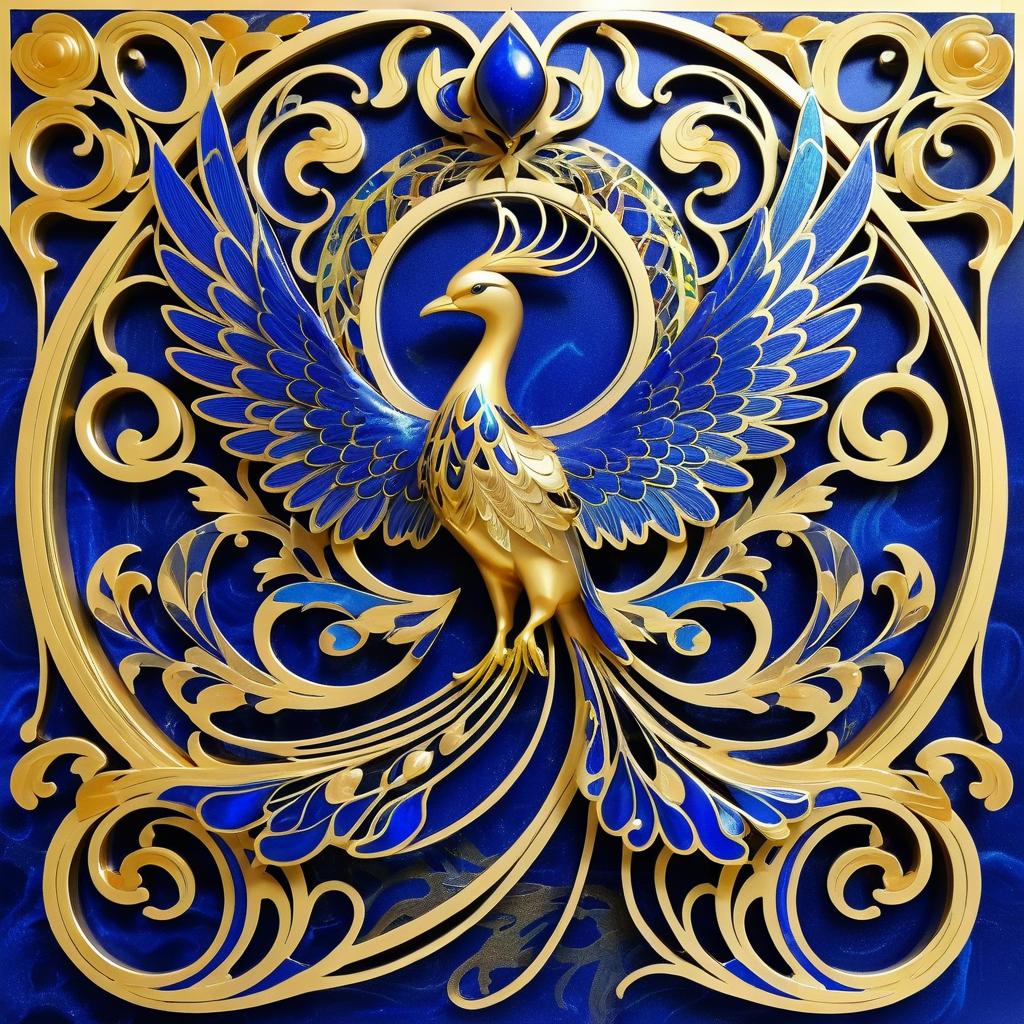 Dynamic Art Nouveau Phoenix in Motion