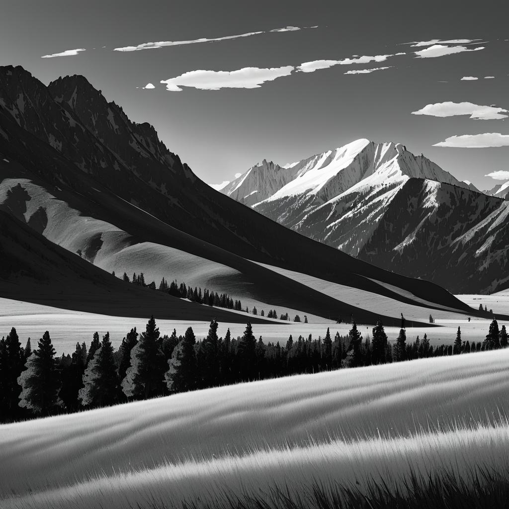 Majestic Black-and-White Prairie Landscape