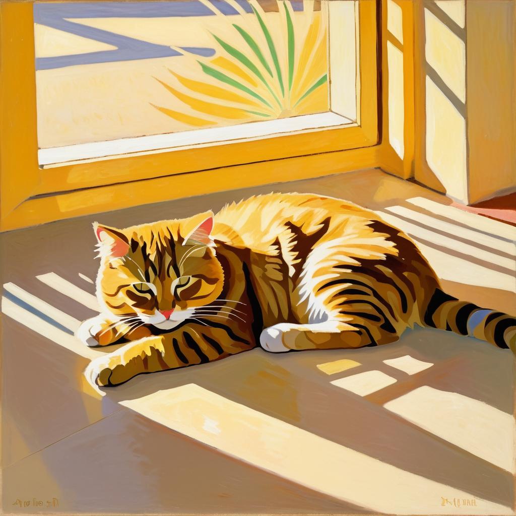 Fuzzy Tabby Cat in Sunbeam Art