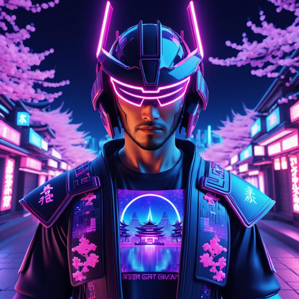 Cybernetic Samurai in Neon Dreams