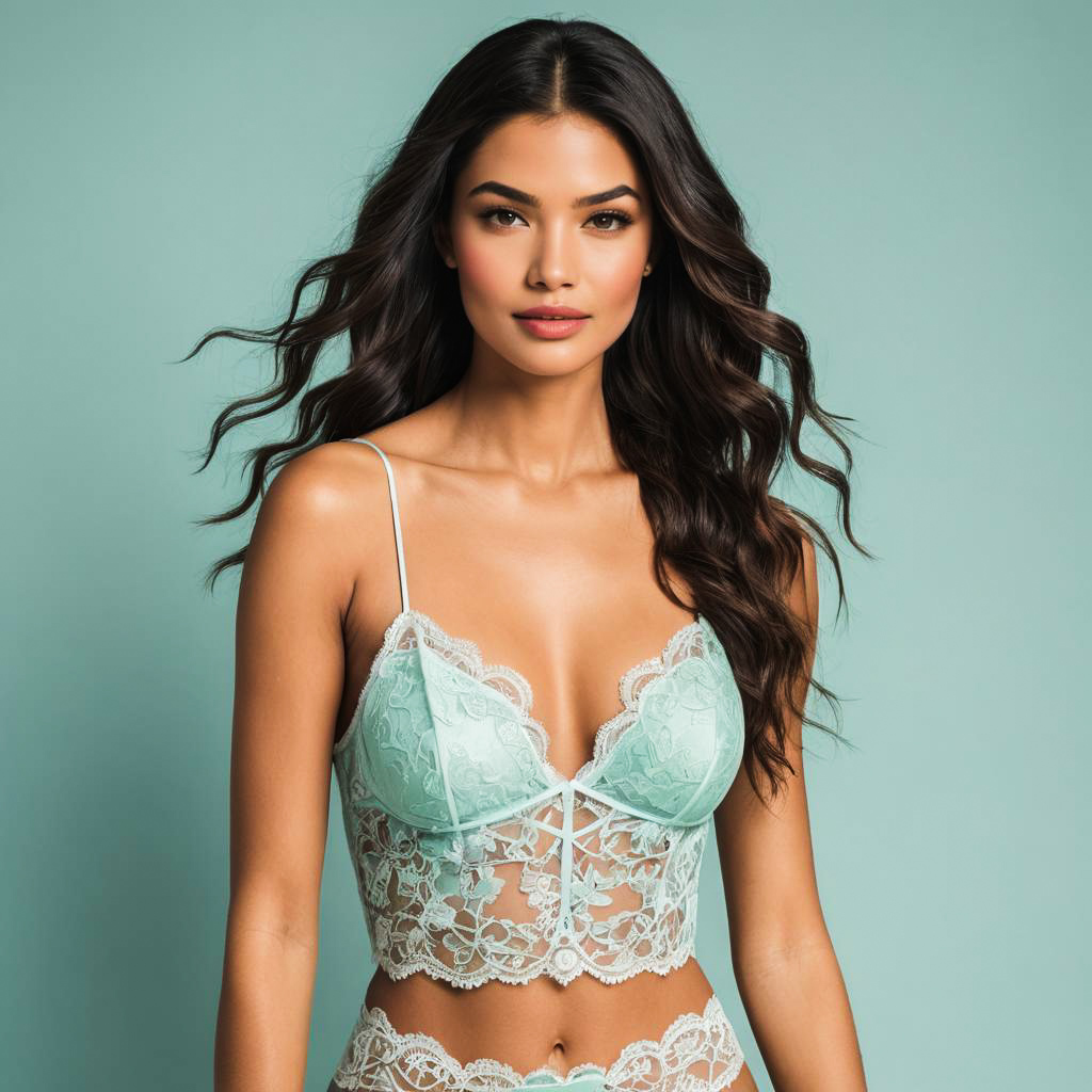 Chic Fashion Model in Seafoam Breeze