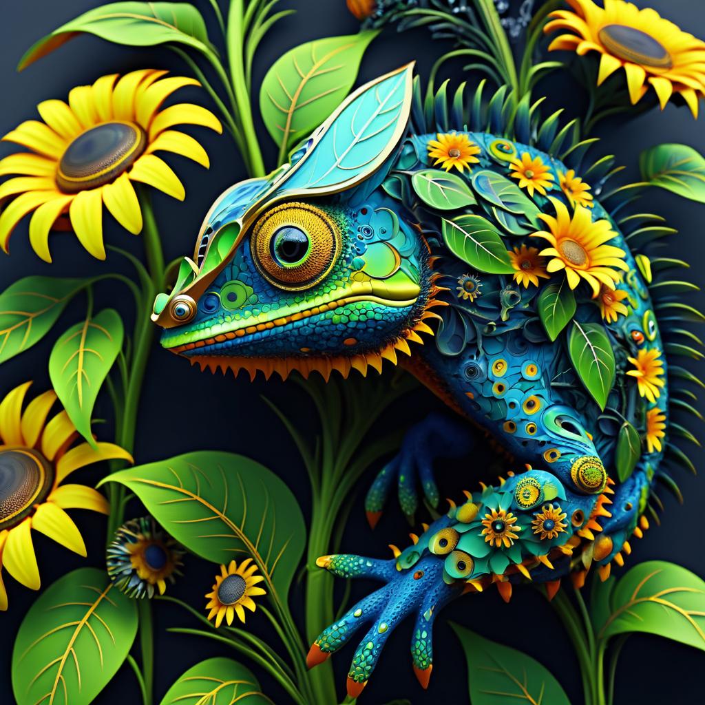 Vibrant Chameleon with Biomechanical Elements