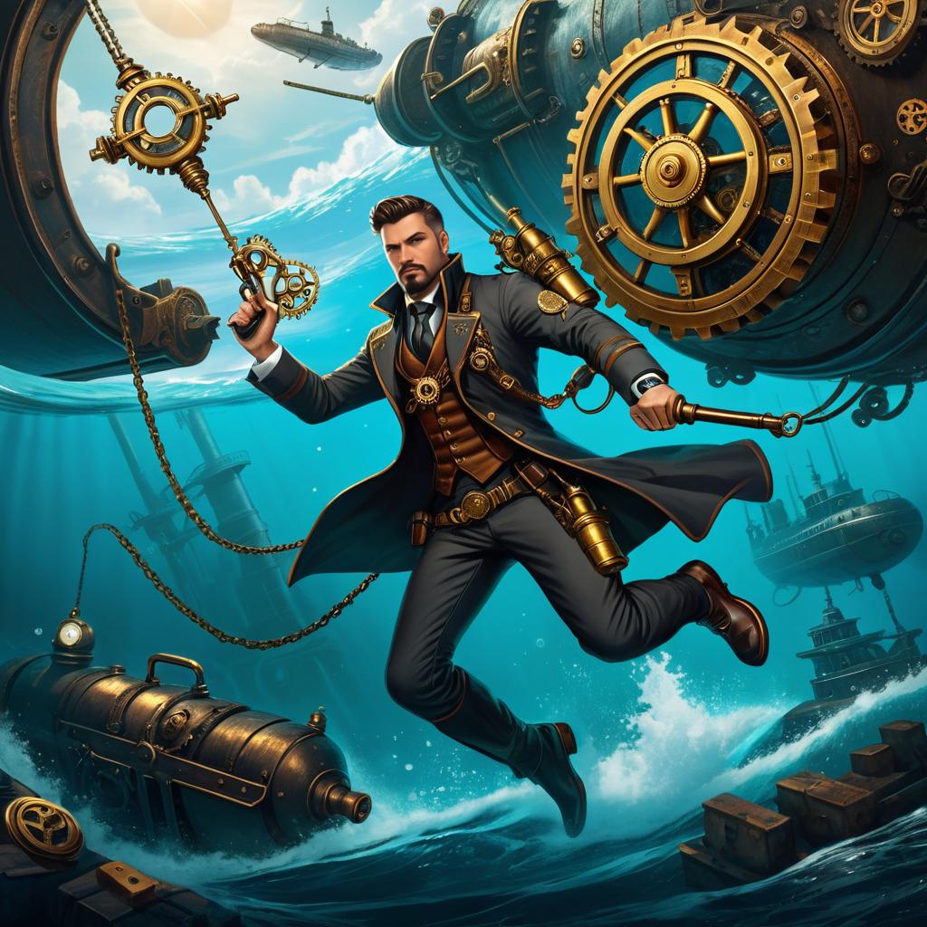 Fearless Steampunk Agent with Grappling Hook