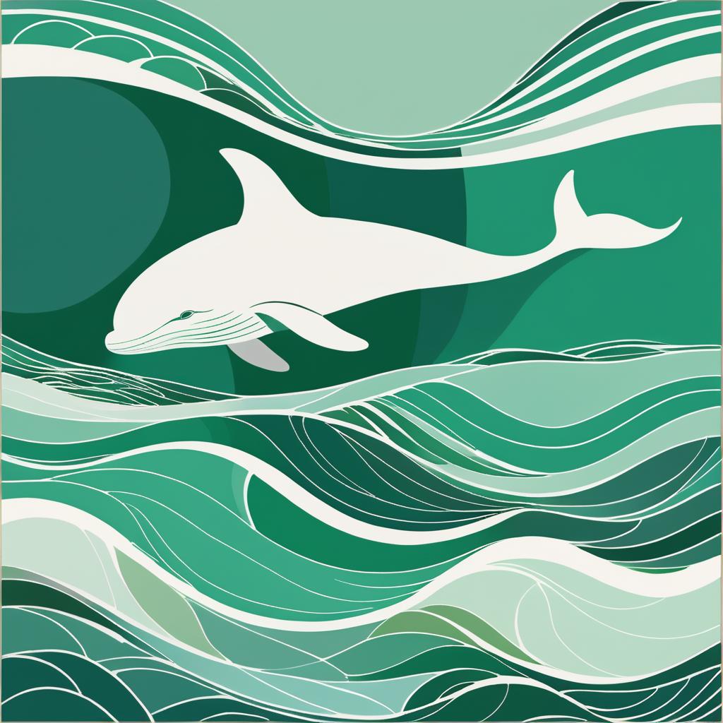 Modern Abstract Whale Illustration in Matisse Style