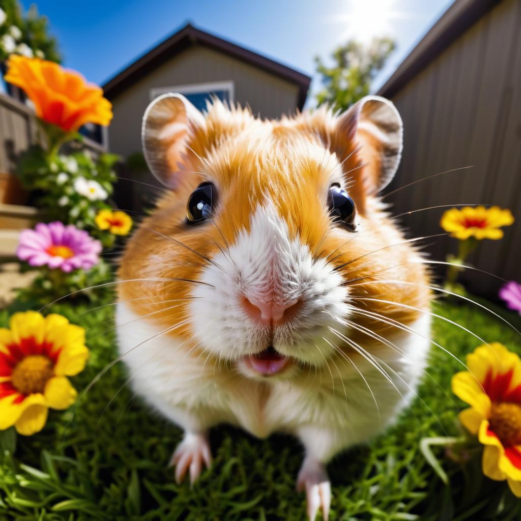 Comical Hamster Portrait with Fisheye Lens