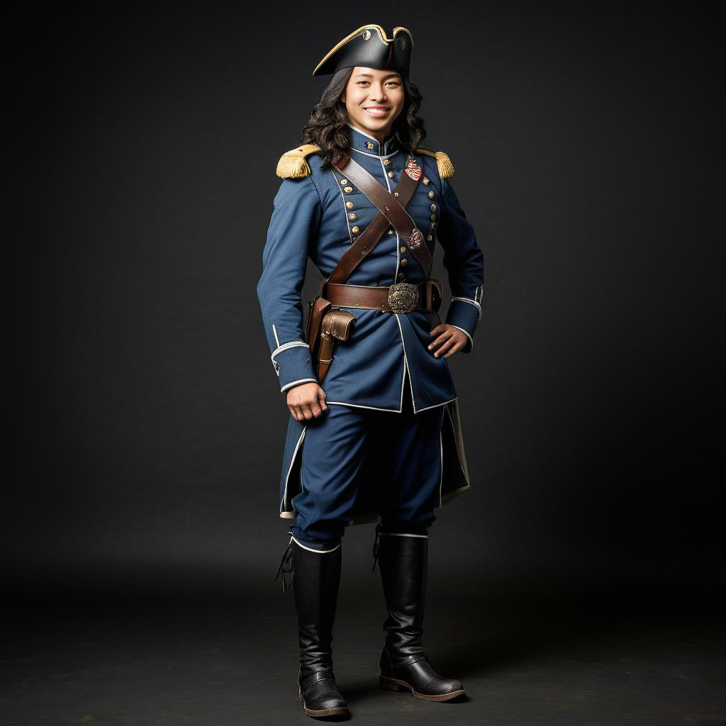 Grinning Historian in Vintage Soldier Attire