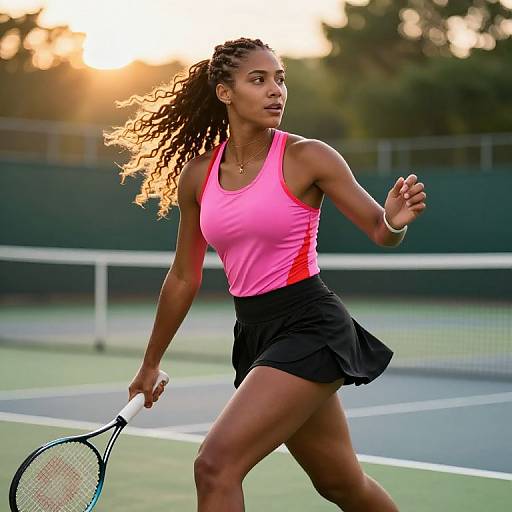 Confident Female Tennis Player in Motion