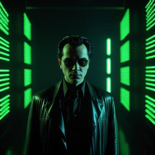 Man in Sunglasses and Leather Jacket with Neon Lights