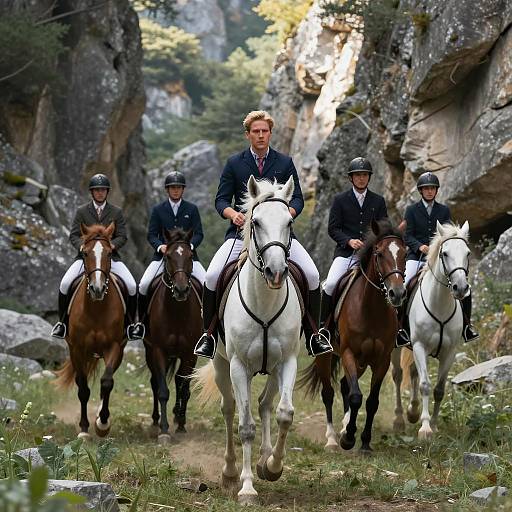 Dramatic Canyon Ride with Galloping Horses