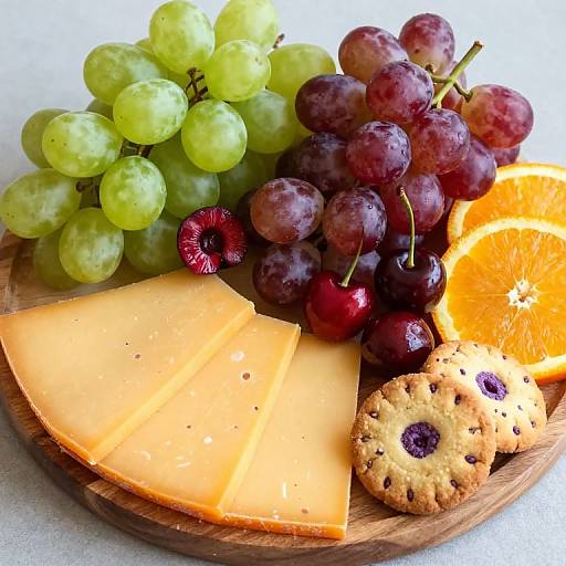 Colorful Cheese Board with Fruits