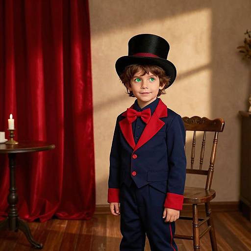 Curious Boy in Vintage Room