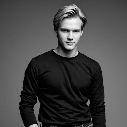 Young Man in Black Shirt and Jeans