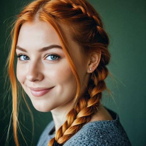 Portrait of Smiling Young Woman with Orange Braid