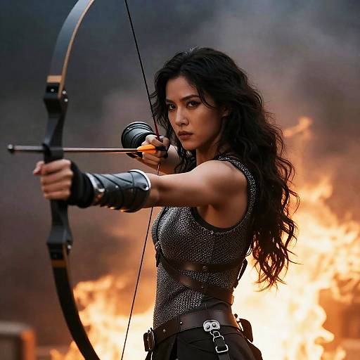 Warrior Woman with Bow and Armor
