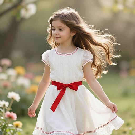 Serene Young Girl in Sunlit Garden