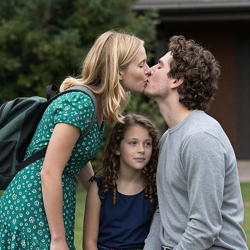 Intense Outdoor Kiss Among Friends