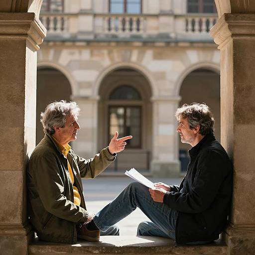 Outdoor Gathering Under Archway