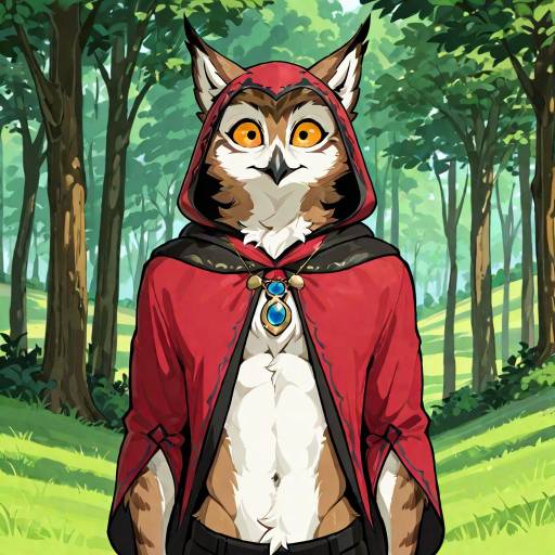 Muscular Owl in Serene Hillside Scene