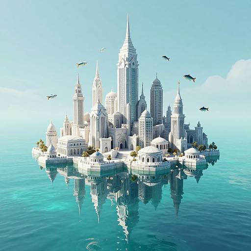 Ethereal Inverted Marble City Underwater