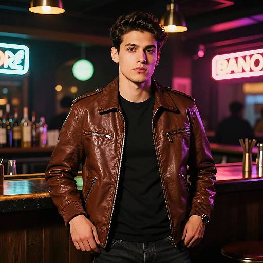 Confident Young Man in Vibrant Nightlife