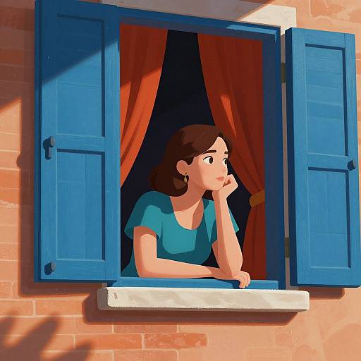 Contemplative Woman by Sunlit Window