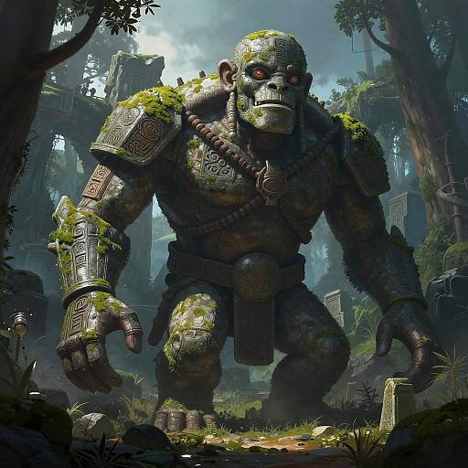 Ancient Golem Guarding Mystical Ruins
