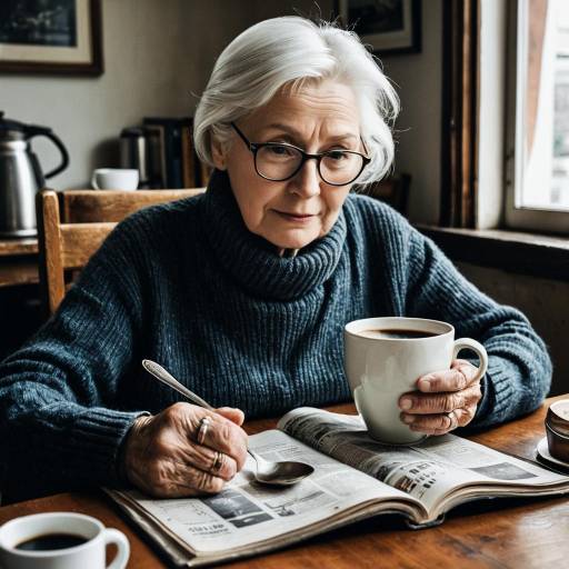 Old Woman Enjoying Coffee Indoors