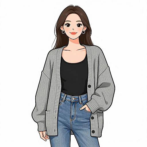 Smiling Woman in Casual Knitwear