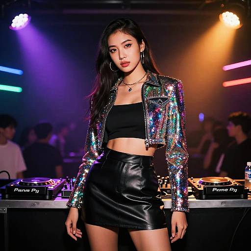 Beehive DJ in Glittery Clubwear
