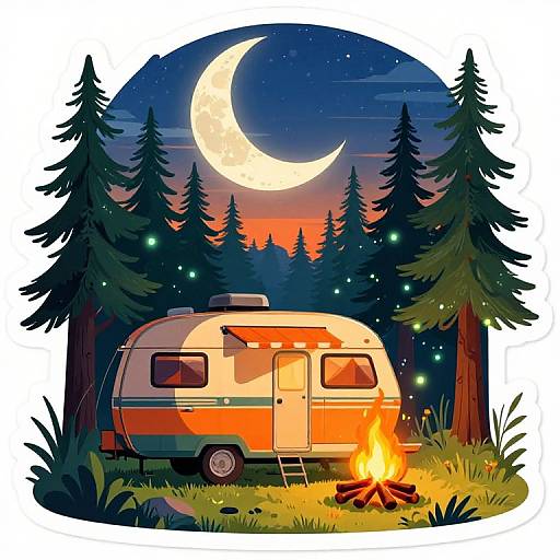 Vintage Camper in Enchanted Forest