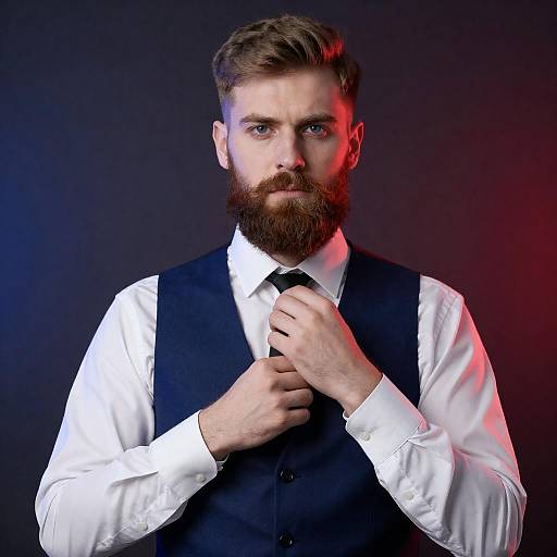 Serious Bearded Man in Stylish Attire