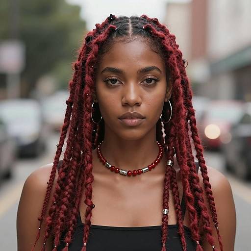 Stylish Portrait of Woman with Red Locs